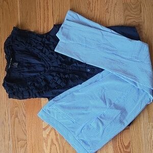 Women's Striped Blue Pants Size 6 By Crosby